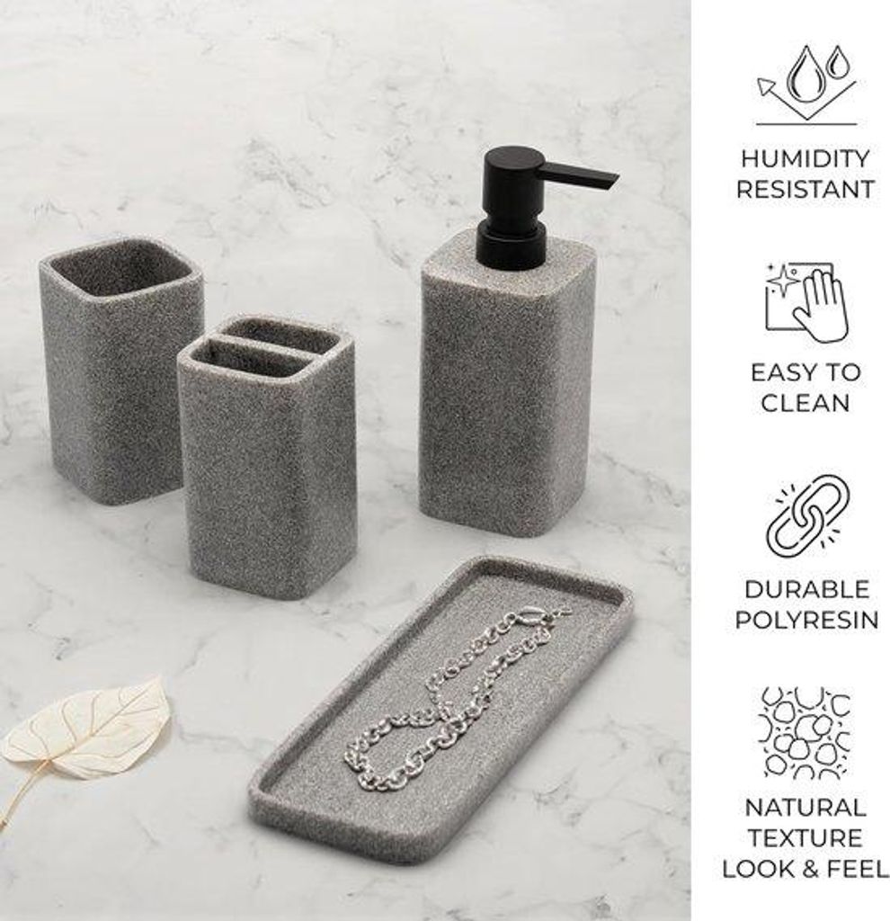 Badezimmeraccessoire Geschenkset, 4-teilig, mit Seifenabguss und -schale