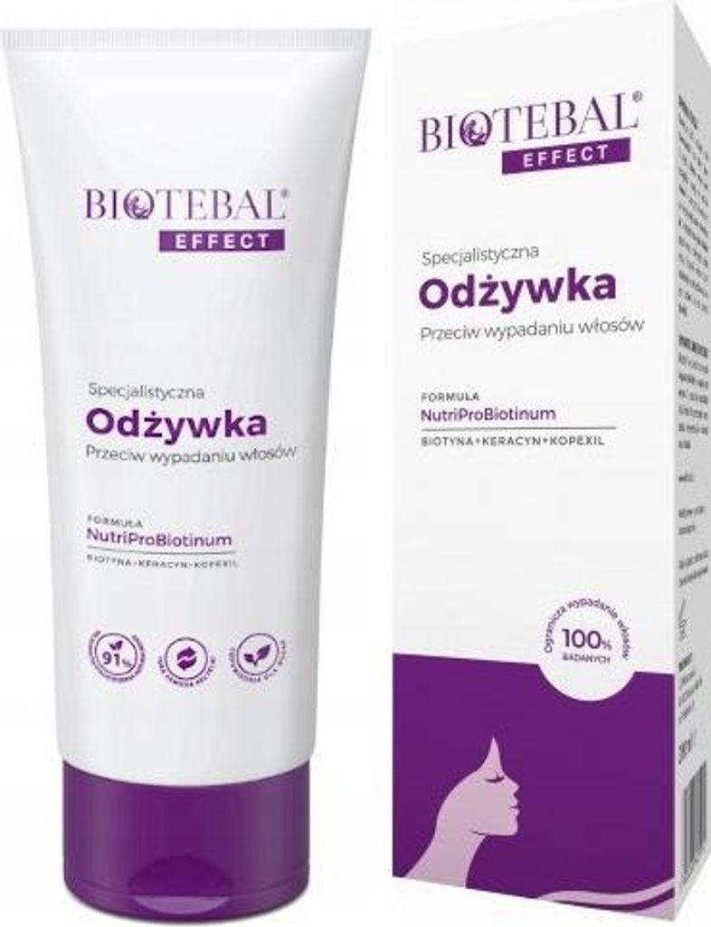 A product shot of a hair conditioner tube and its box.