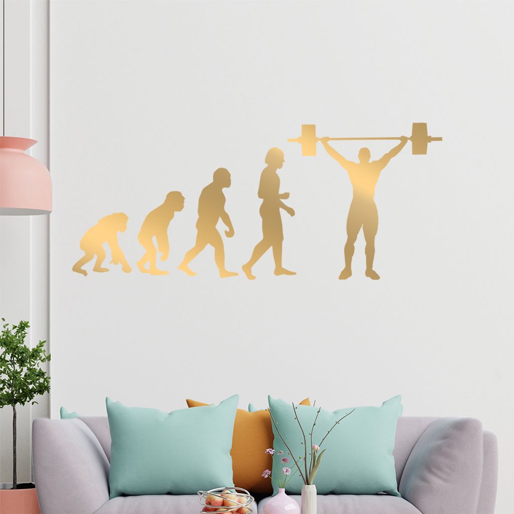 KIWISTAR Evolution Gewichtheber Charles Darwin Wandtattoo in 6 Größen - Wandaufkleber Wall Sticker - Dekoration, Küche, Wohnzimmer, Schlafzimmer...