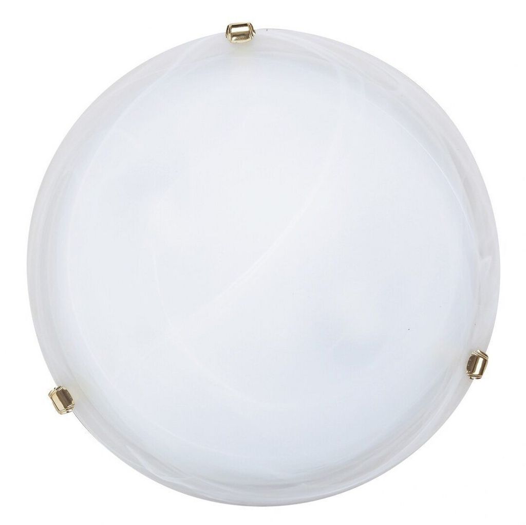 Plafond verre 40 cm E27 2x60W verre blanc albâtre rond Image du produit 