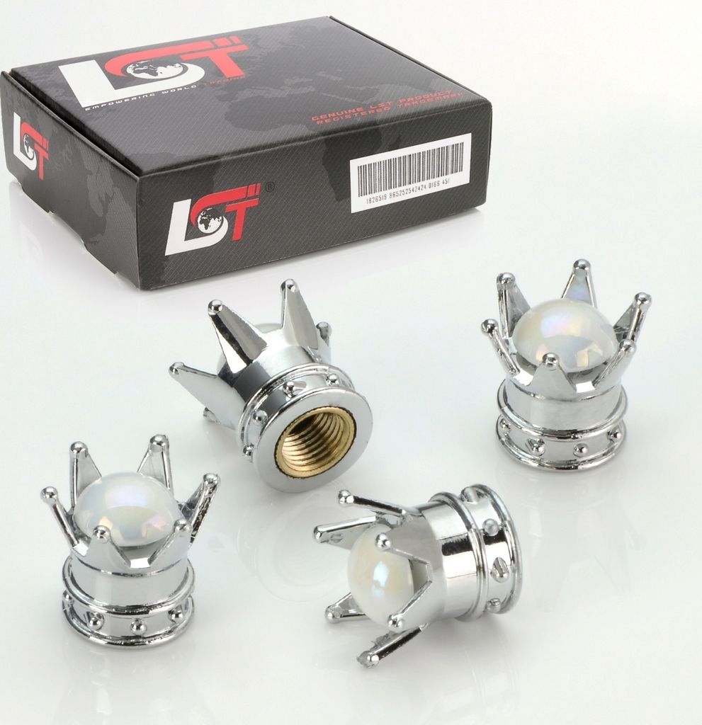 4X Ventilkappe Reifenventil Kappe Krone Perle Silber Für Pkw Lkw Motorrad Quad