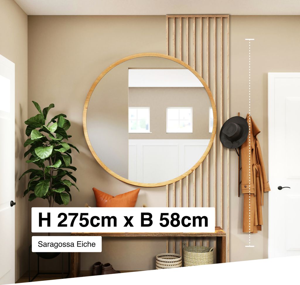 HEXIM Raumteiler Lamellenwand 275x58cm MDF Raumtrenner Produktbild 3