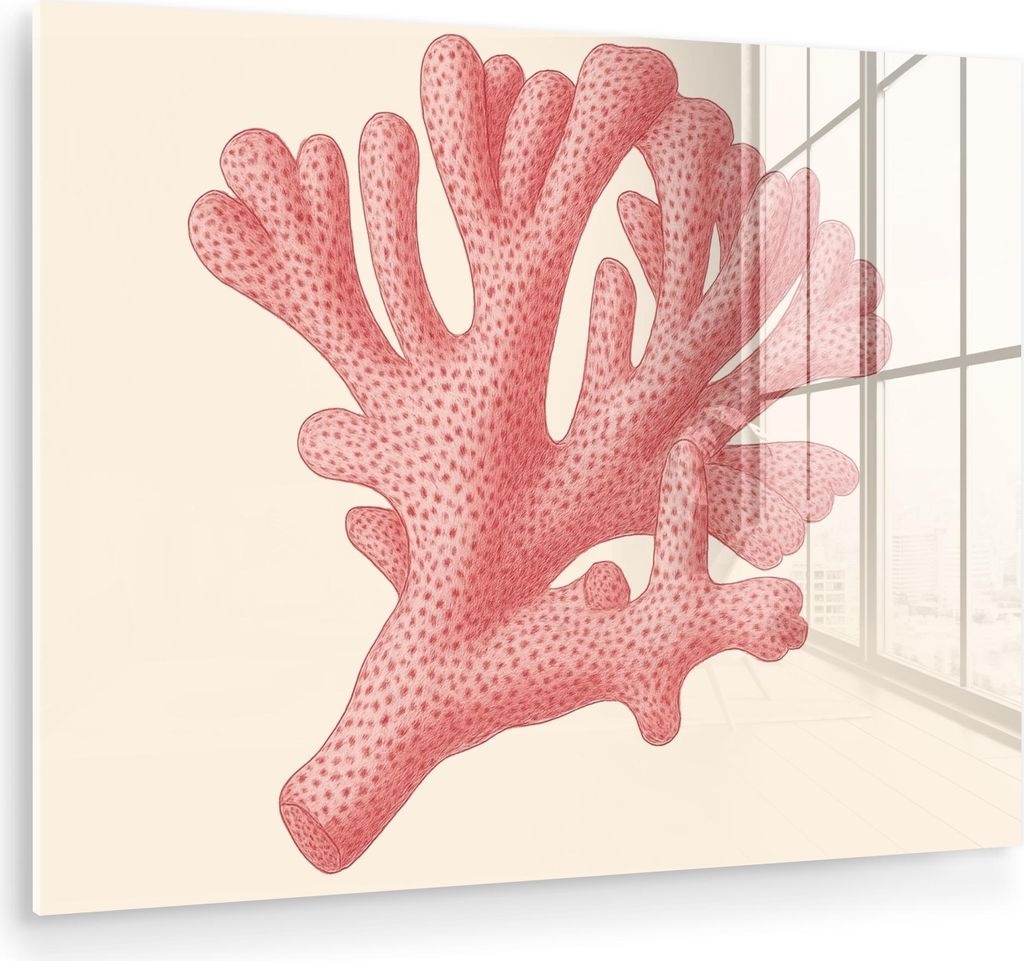 MuchoWow Glasbilder - Bilder auf Wandbild - Foto auf Glas Koralle - Tupfen - Rosa 80x60 cm Wanddekoration aus Glas - Acrylglasbild - Acrylbilder - ...