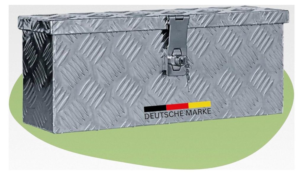 Aluminiumbox mit Deckel - Abschließbar | Alubox Deichselbox Alu Anhängerbox Werkzeugkiste Metall Transportbox Metallkiste, 48,5x14x20cm Silber