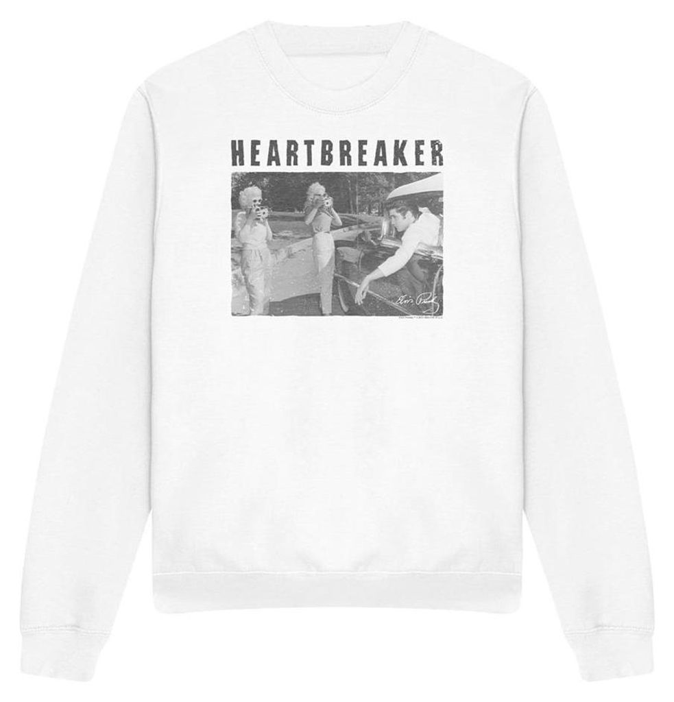 Elvis Presley - "Heartbreaker" Sweatshirt für Herren/Damen Uni TV33730 (M) (Weiß)
