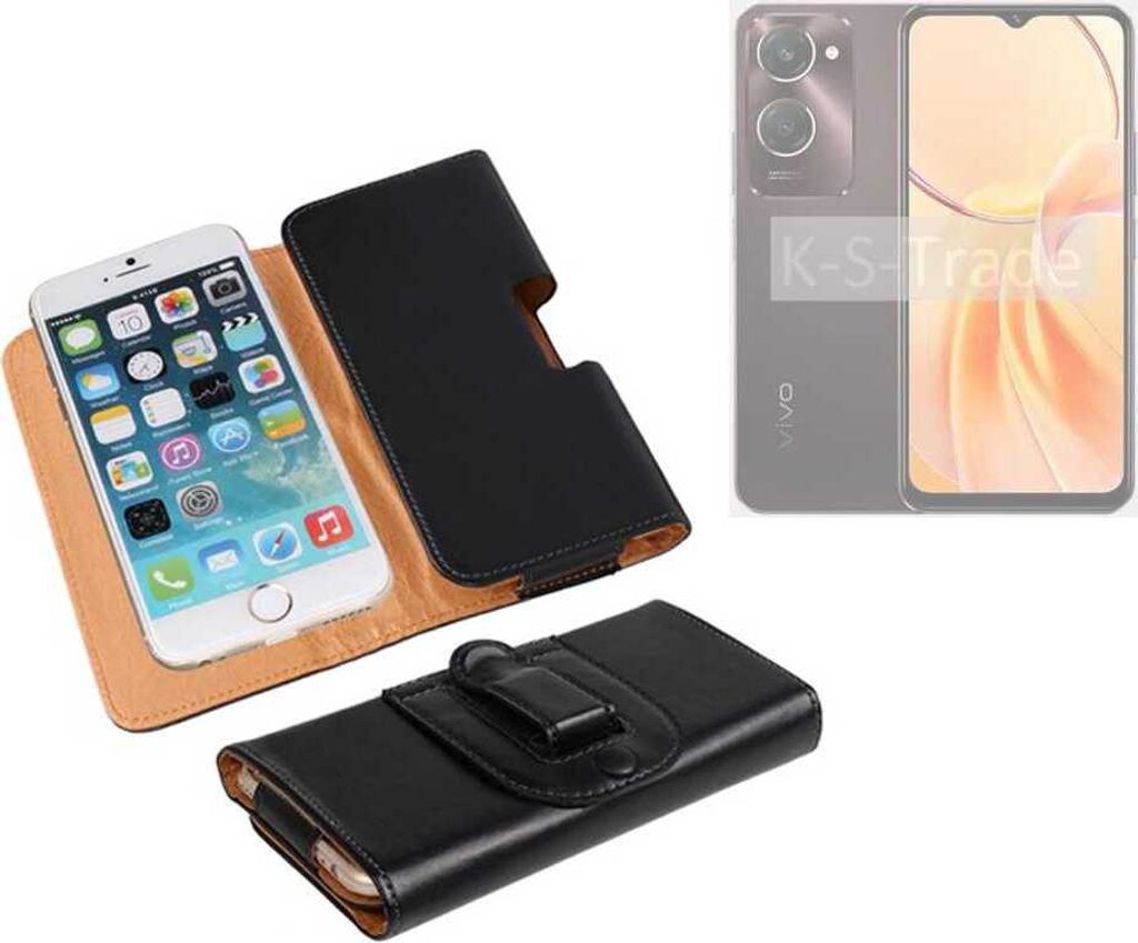 K-S-Trade Schützhülle Handyhülle kompatibel mit Vivo Y28e 5G Holster Gürtel Tasche Schutzhülle Handy-Tasche Smartphone Case Seitentasche schwarz