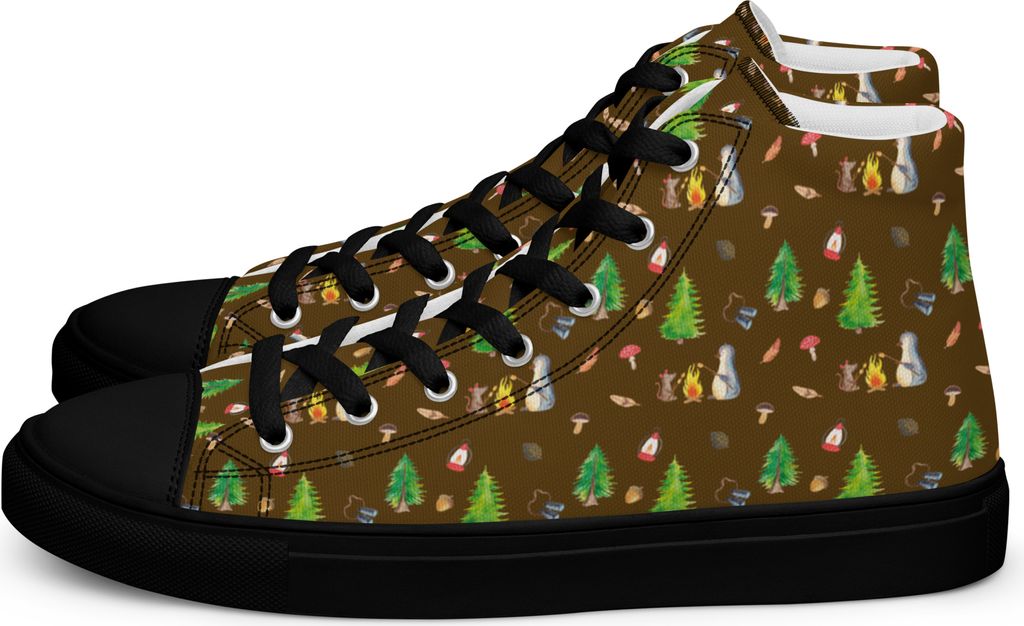 Mr. & Mrs. Panda Damen Sneaker Black Edition Pinguin Lagerfeuer Größe 40 1/2 - Braun - Geschenk, Maus, Schwarze Sneakers für, Marshmallows, Lieb...