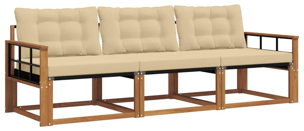 vidaXL Outdoor-Sofagarnitur mit Kissen 3 pcs Natur und Beige