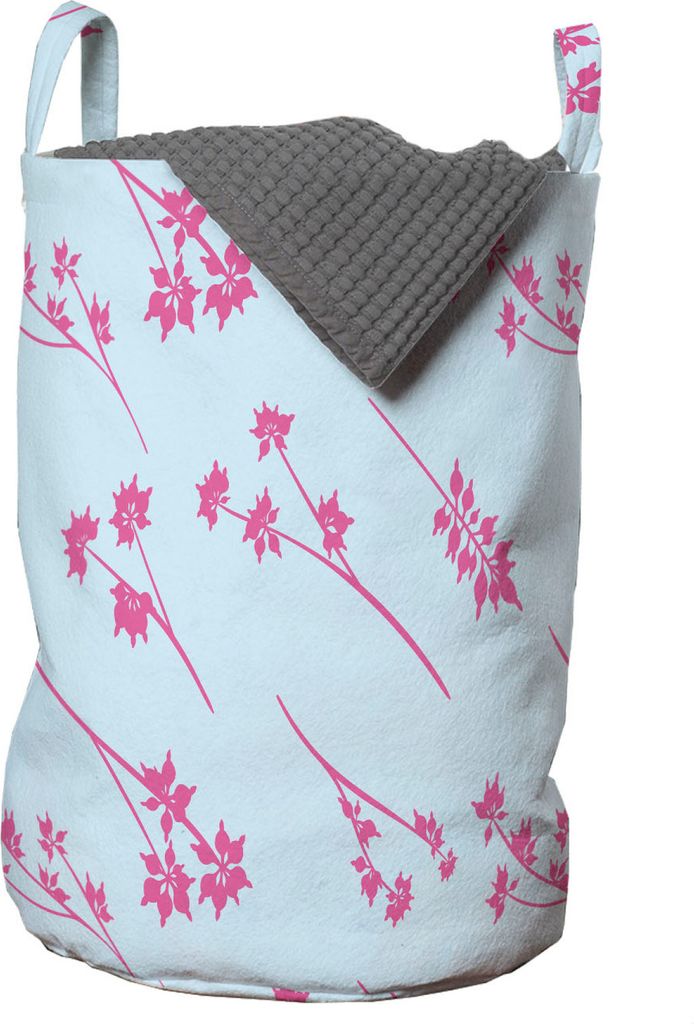 ABAKUHAUS Blau und Pink Wäschesack, Eucalyptus Blooming, Wäschekorb mit Griffen Kordelzugverschluss für Waschsalons, 33 cm breit x 49 cm hoch, B...