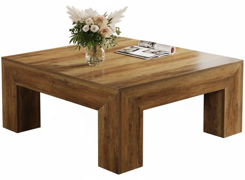 Table basse robuste marron HOGA-RY0337 anti-rayures 94x94x49,7 cm