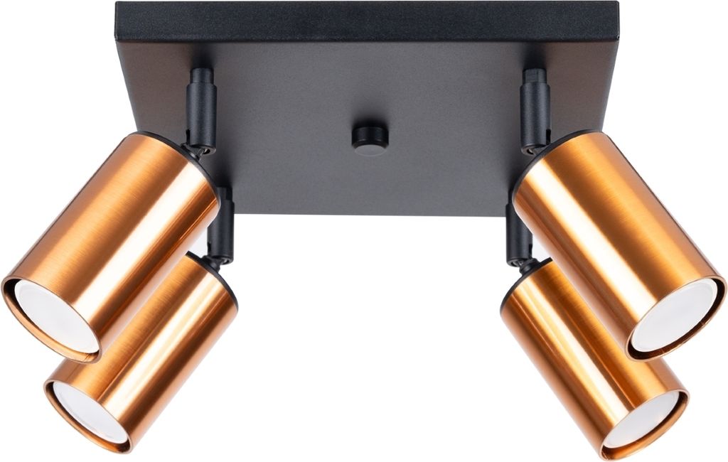 Plafond WINX 4 schwarz/kupfer 4xGU10 10W Stahl 19x25x25cm Sollux Lighting