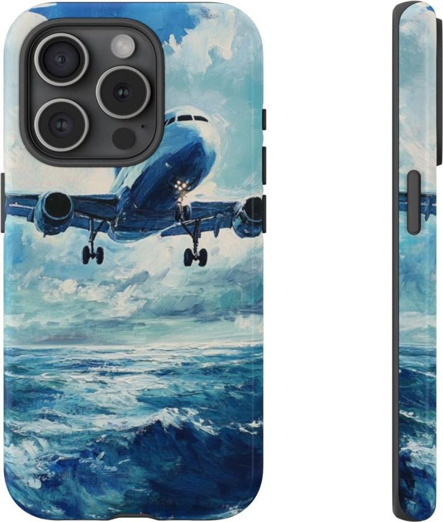 Flugzeug über dem Ozean – Hülle Kompatibel mit iPhone 15 Pro