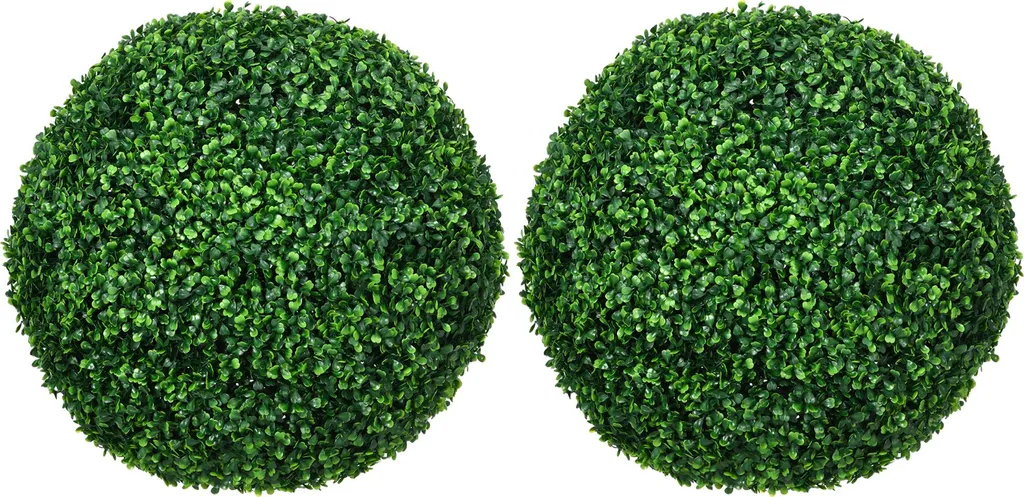 2x Bosso Artificiale a Sfera 50 cm - Piante Finte Alta Qualità Fortuna Lai