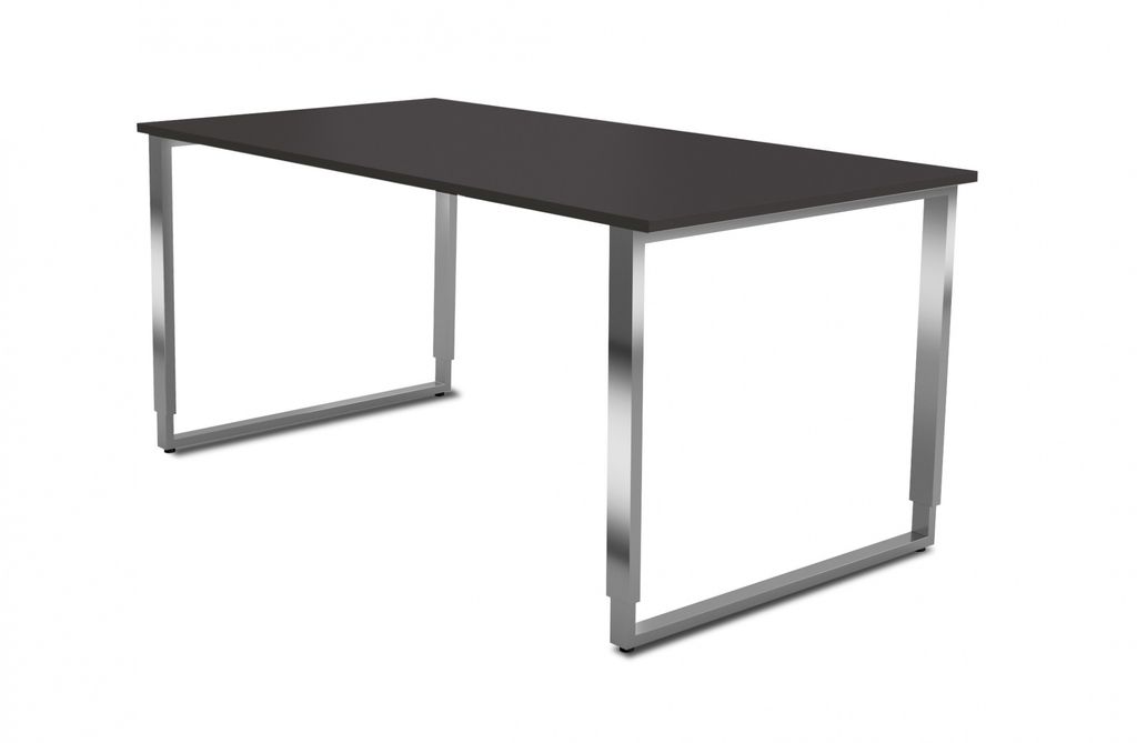 Kerkmann Yukon höhenverstellbarer Schreibtisch anthrazit rechteckig, Kufen-Gestell silber 160,0 x 80,0 cm