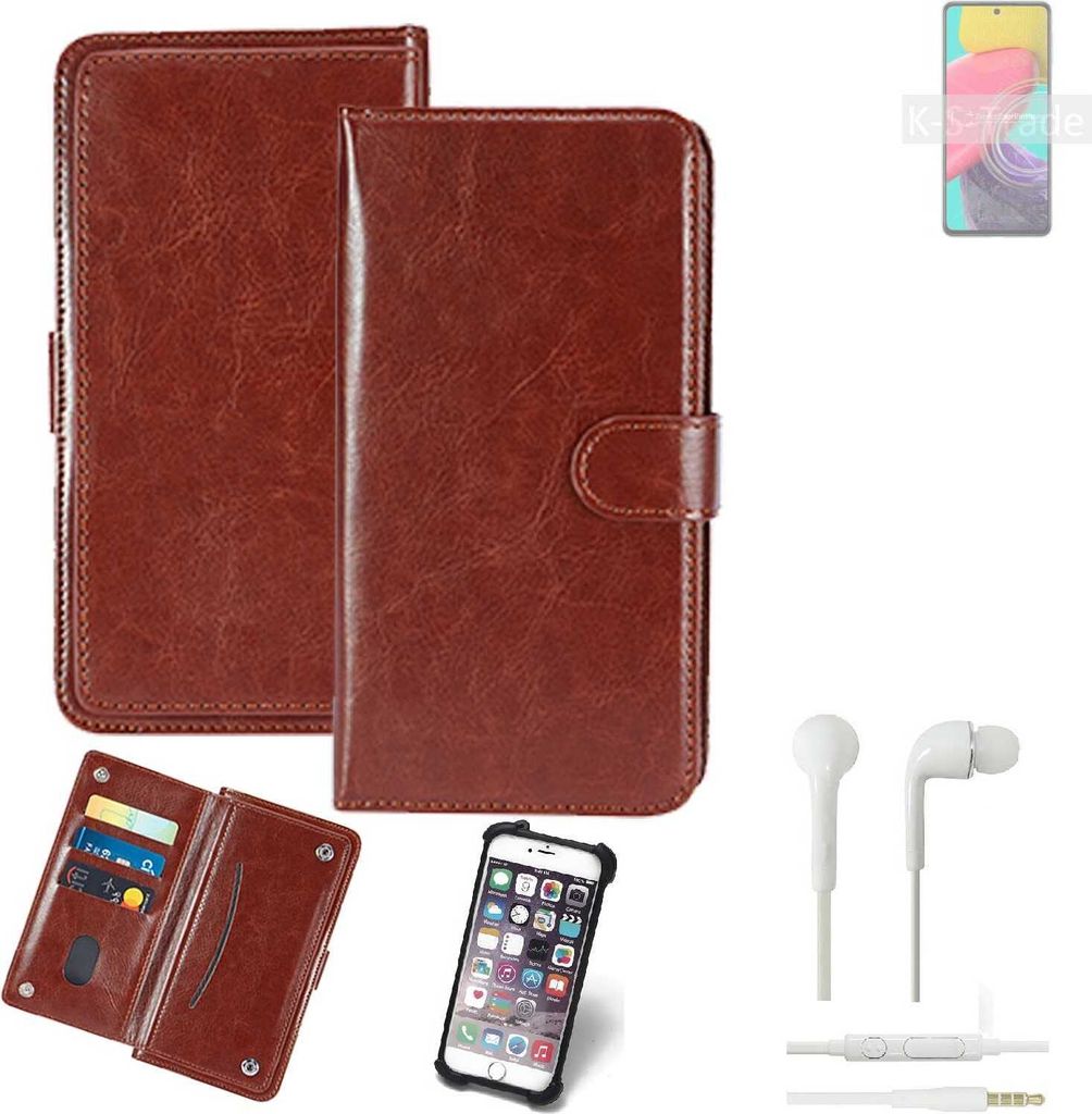 K-S-Trade 360° Hülle kompatibel mit Samsung Galaxy Quantum 3 inkl. Headphones braun Kunstleder Case BookCase WalletCase Kunstlederederhülle