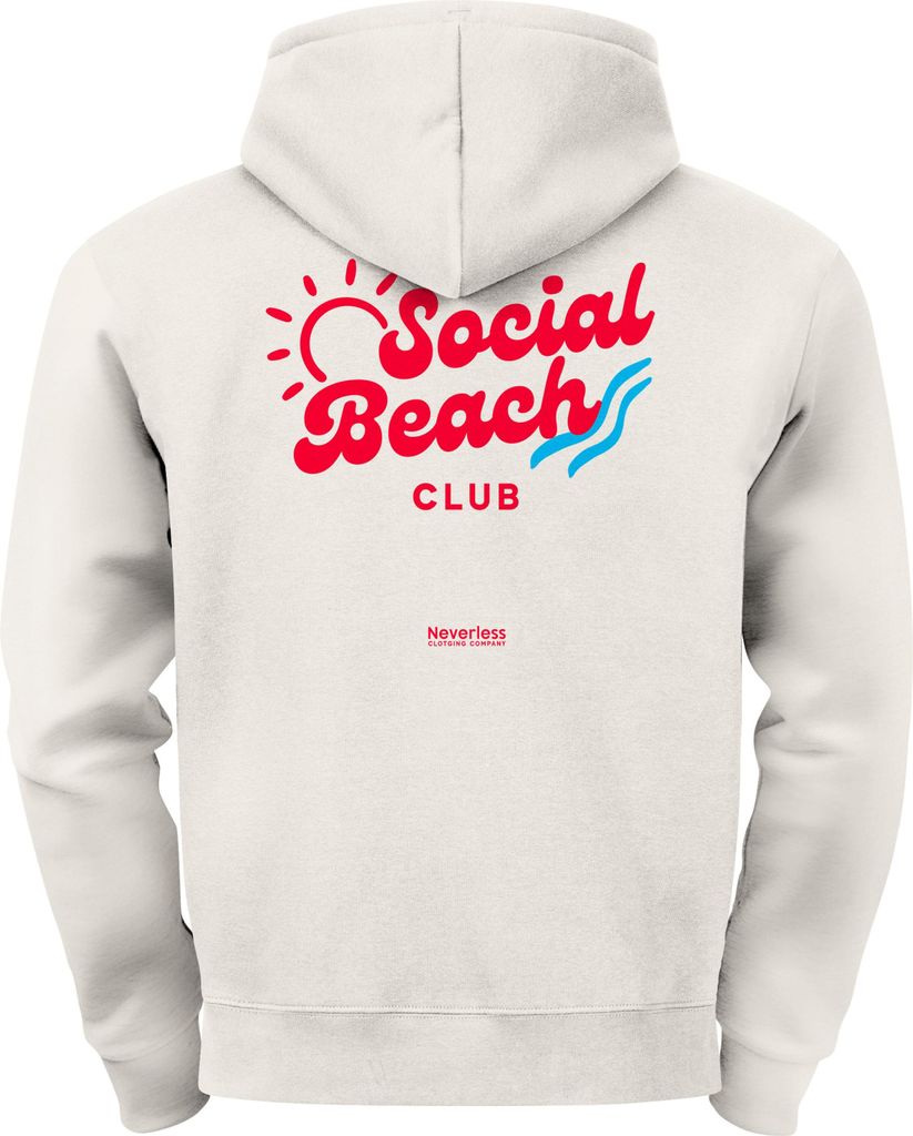 Herren Hoodie Social Beach Club | Kapuzensweatshirt mit Sonne Wellenmotiv Summer Streetwear Männer Fashion Streetstyle Neverless