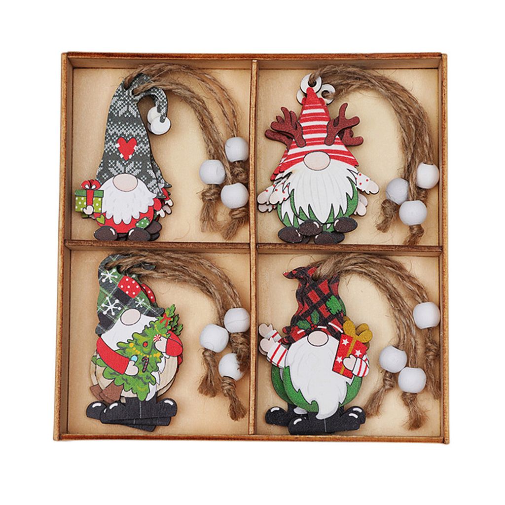 12pcs Weihnachtsbaum Anhänger farbige gesichtslose Puppe süße Charm Urlaubsatmosphäre Hängende Ornamentpaar Styles Weihnachten Gnom Holzhandwe...