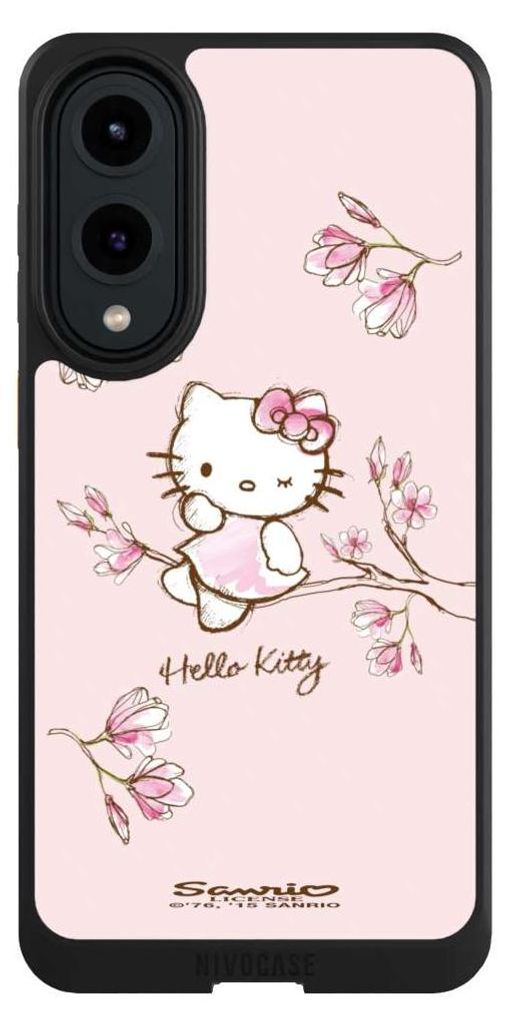 NIVOCASE Hülle für Samsung Galaxy S25 Edge Handyhülle NIVOcore Case Schwarz Fanartikel Hanami Hello Kitty