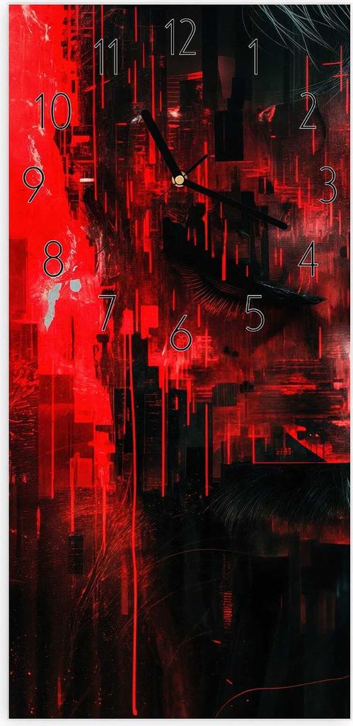 Wanduhr aus Glas mit Motiv Abstrakte Digital Kunst- 30 x 60 cm - inkl. Aufhängesystem