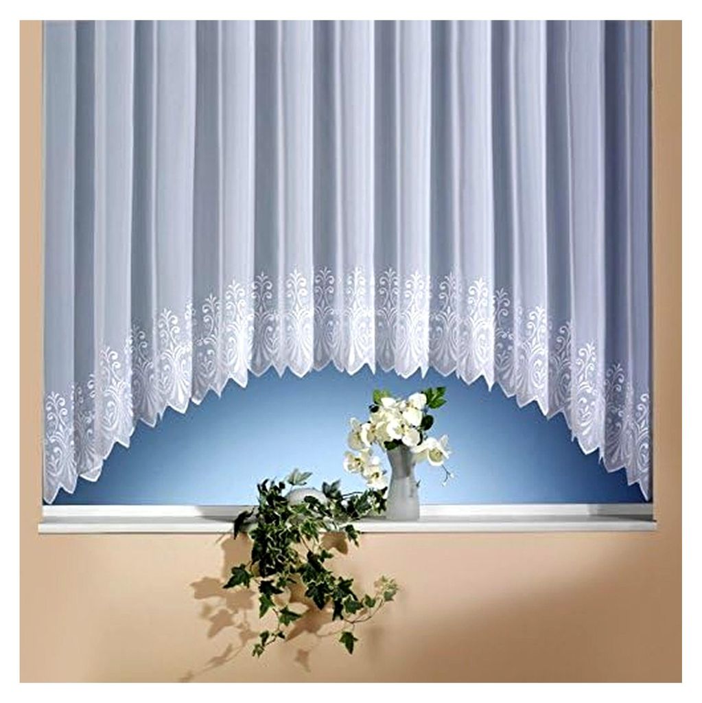 Voile-C-Bogenstore Doreen mit Stickerei, transparent, Farbe weiß, Größe HxB 145x450 cm