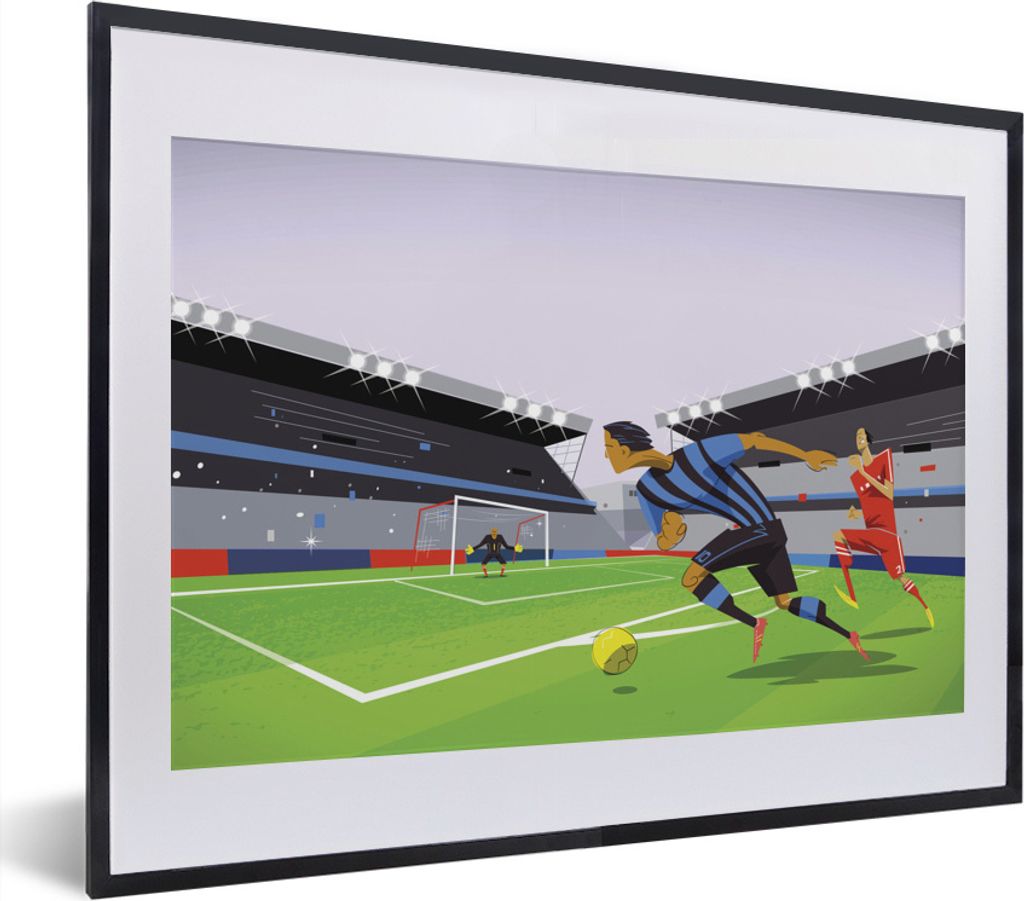 MuchoWow MuchoWow Gerahmtes Poster Eine Illustration von Spielern, die in einem Stadion Fußball spielen - Junge - Mädchen - Kinder 40x30 cm -...