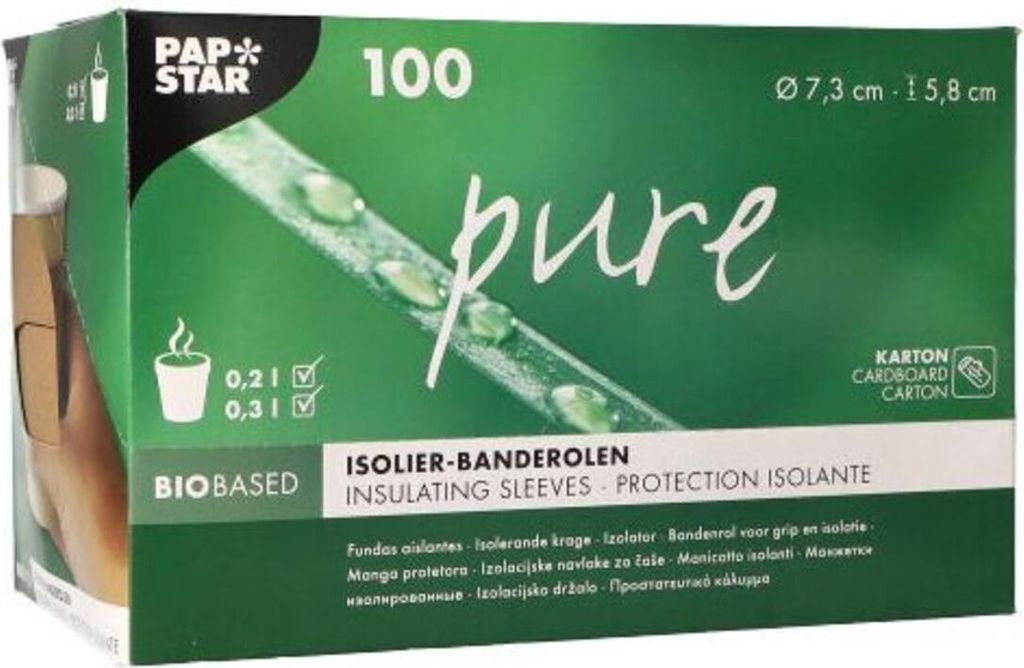 PAPSTAR 82672 Banderollen voor warme drankbekers - 100 Productafbeelding 