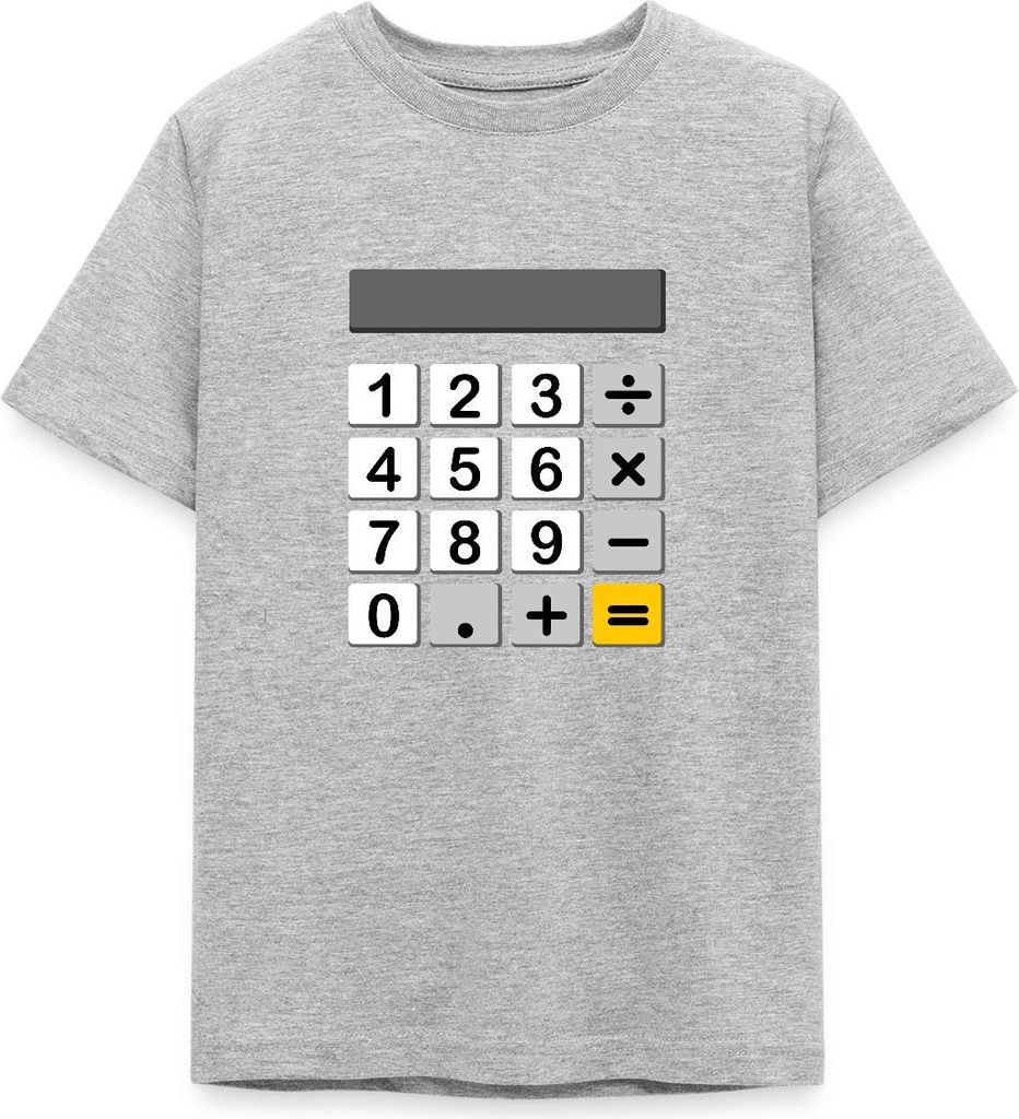 Spreadshirt Taschenrechner Kostüm Für Fasching & Karneval Teenager T-Shirt, 134/146 (9-11 Jahre), Grau meliert