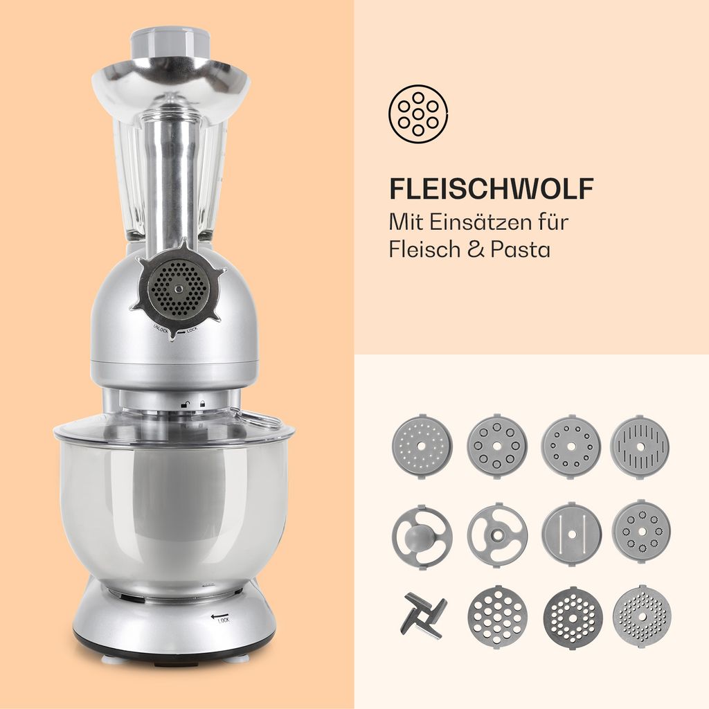 Klarstein Knetmaschine Küchenmaschine mit Fleischwolf, Produktbild 5