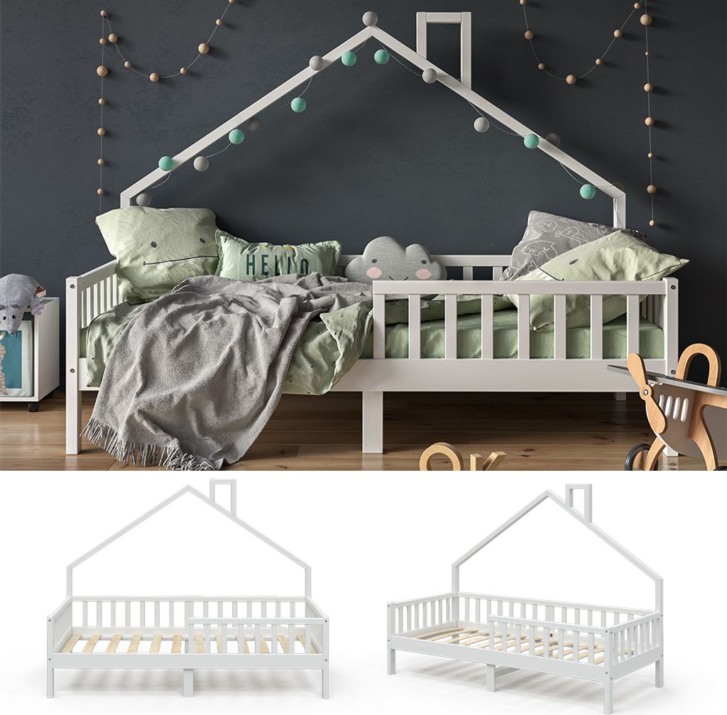 VitaliSpa Hausbett 90x200cm Noemi Mit Matratze - Kinderbett Aus Kiefernholz