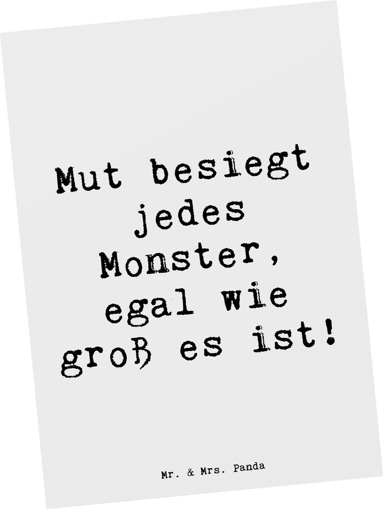 Mr. & Mrs. Panda Postkarte Spruch Ängste vor Monstern besiegen - Weiß - Geschenk, Vertrauem, Phantasie, Ansichtskarten, Schutz, Postkarten, Monst...