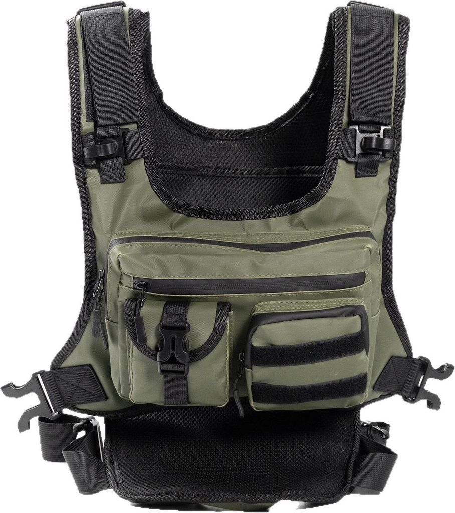 INF Outdoor Laufweste Fahrradweste - Multi-Taschen Sportweste Oxford Stoff Grün