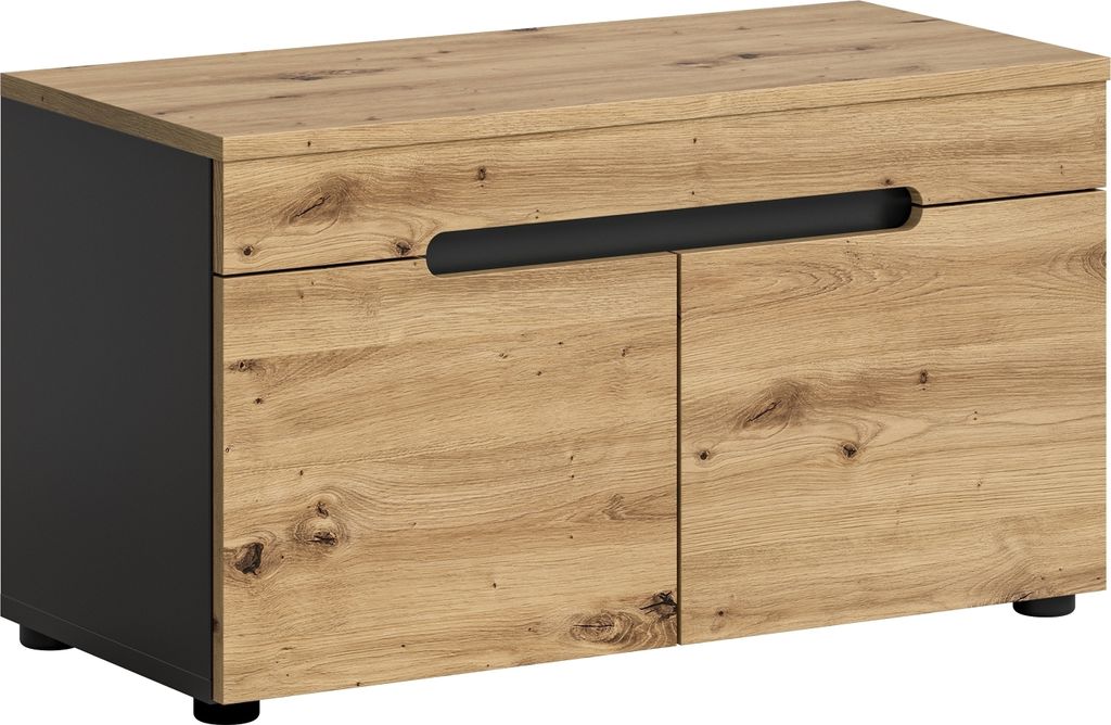 Sitzbank >Canu< in Basalt Grau / Artisan - 80x45x37cm (BxHxT)