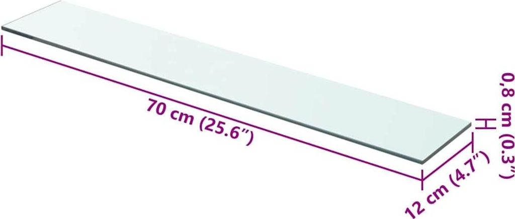 vidaXL Sklenená polica Transparent 70x12 cm Obrázok produktu 