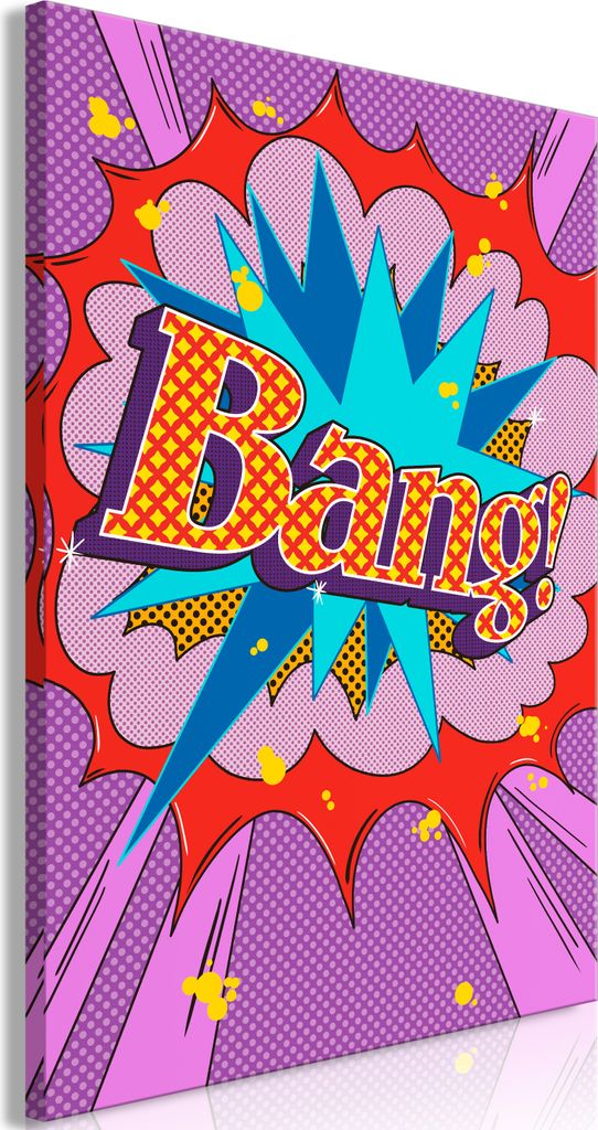 Italienischer Leinwand Leinwandbild - Comic Street Art (1-part) - Colorful Text on Vibrant Background 20x30 cm Für Kinder m-A-0831-b-a