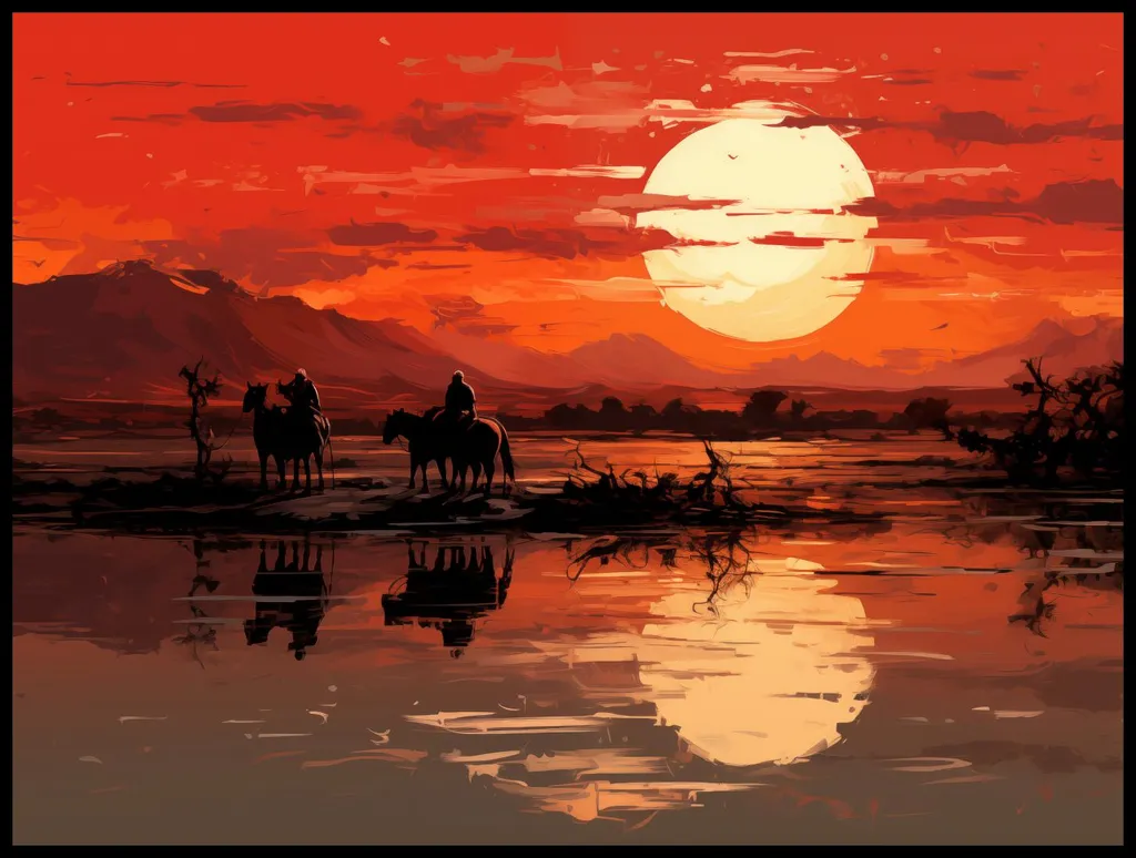 Habiller un Mur Vide avec le Poster Coucher de soleil Prairie 100 x 75 cm