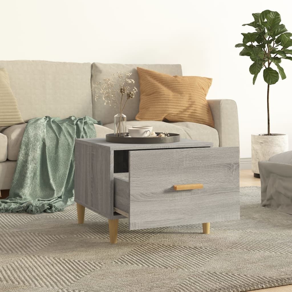 The Living Store Couchtisch Grau Sonoma 50x50x40 cm Holzwerkstoff