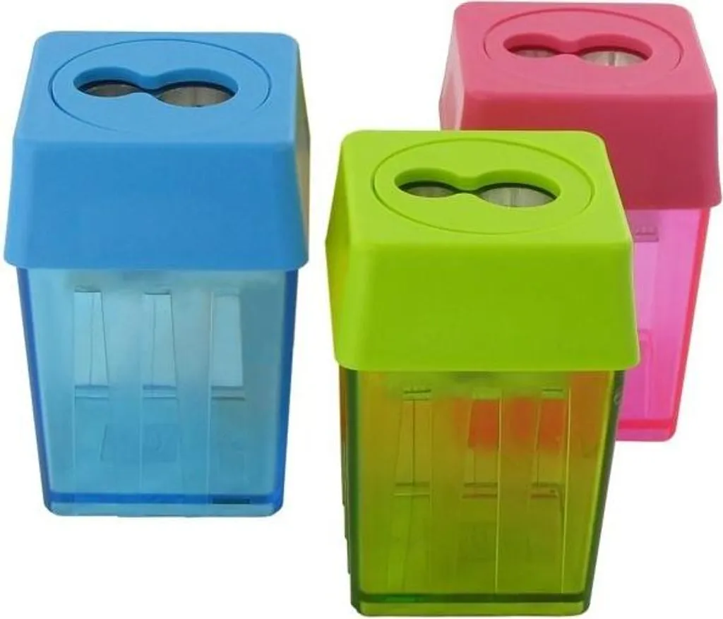 Lot de 12 taille-crayons avec réservoir double trou pour l'école et bureau