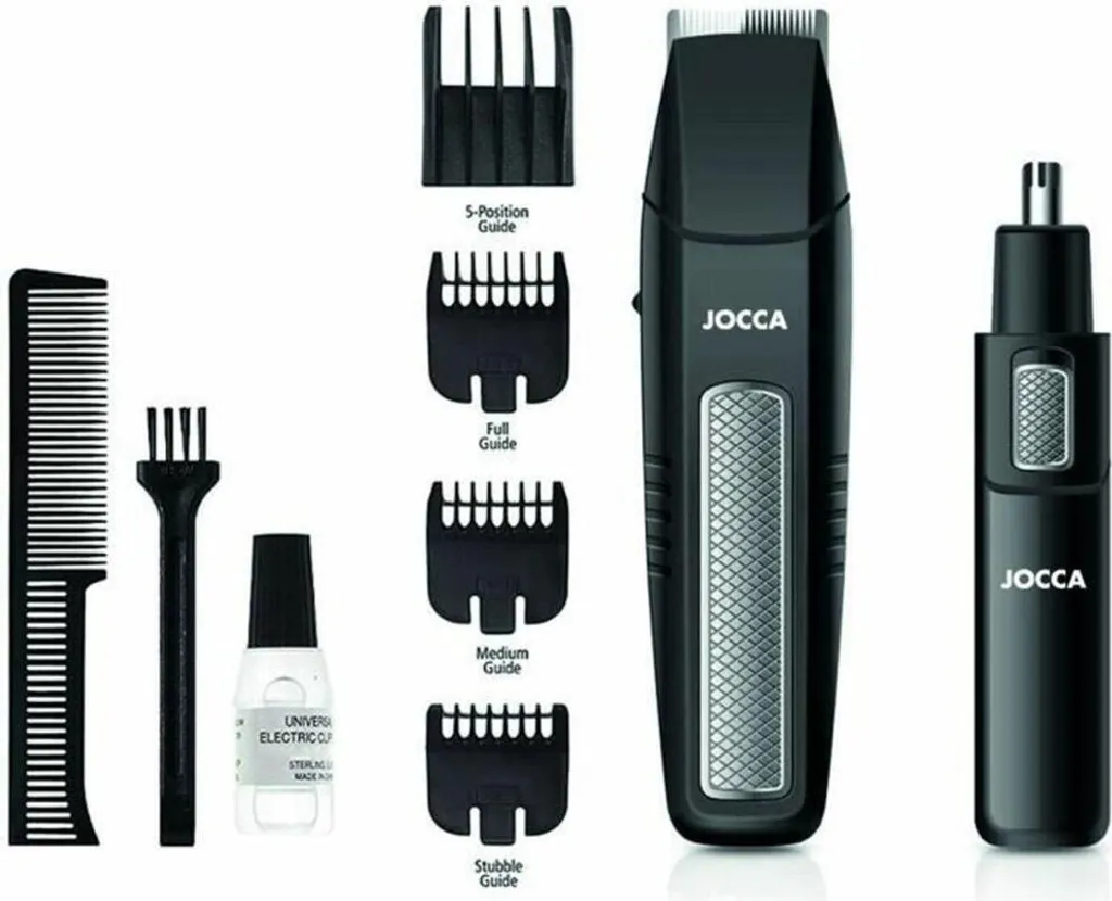 Kit barbe 5 en 1 JOCCA 1439 - Tondeuse 3V Noir et Acier Inoxydable 4 sabots
