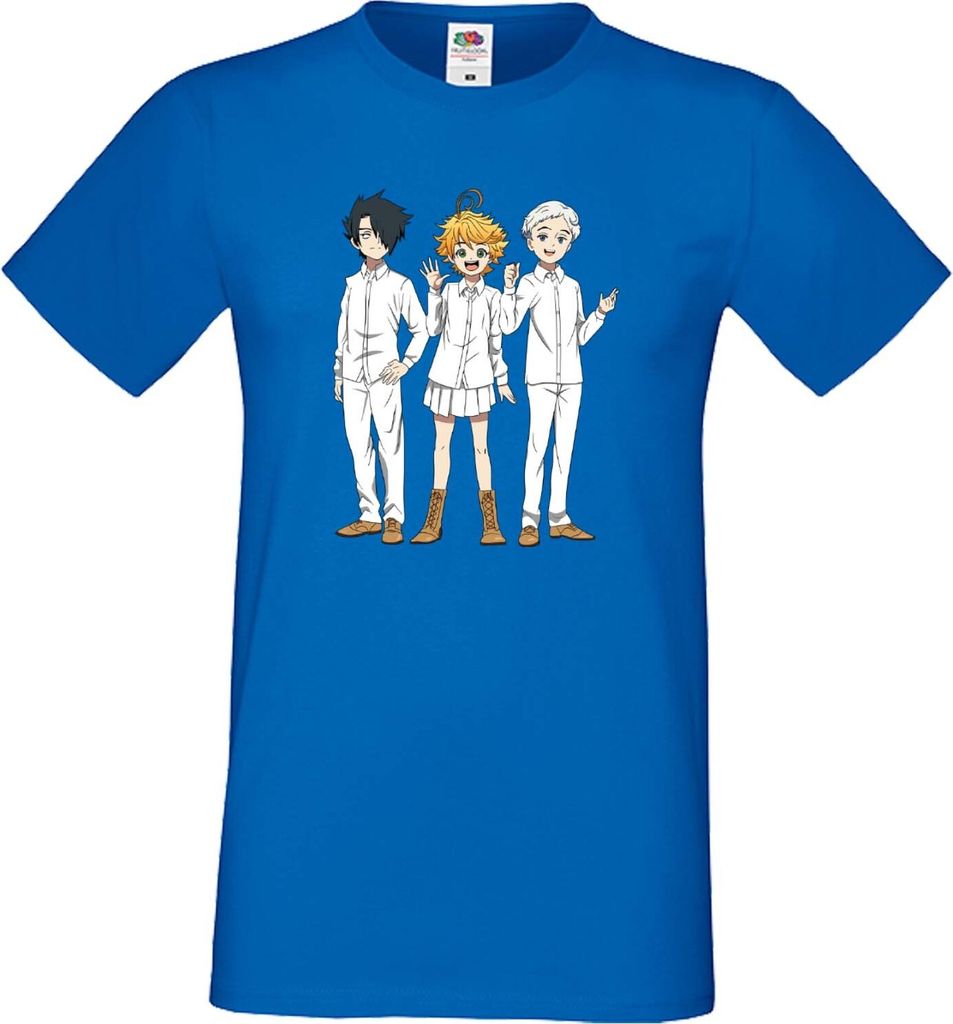 Herren T-Shirt Japan Manga Animation Comics The Promised Neverland Var-009 The Promised Neverland, Man M / Blau