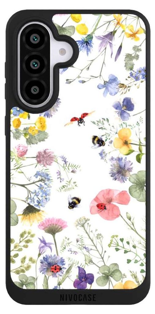 NIVOCASE Handyhülle für Samsung Galaxy A56 5G Hülle NIVOpure Case Schwarz Biene Blumen Muster