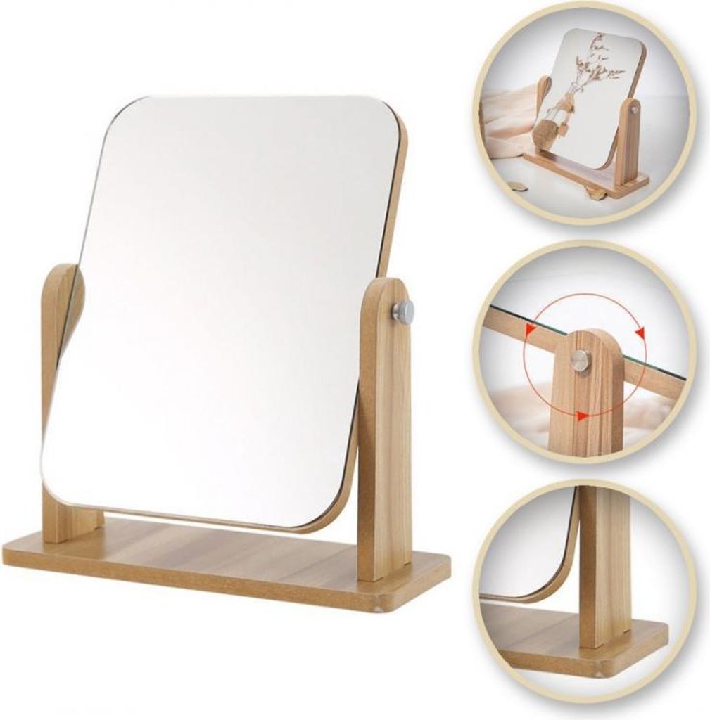 ECARLA - Miroir cosmétique rectangulaire en bois Image du produit 