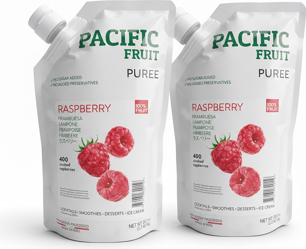 Pacific Fruit Püree Himbeere 2x 1kg Fruchtpüree ohne Konservierungsstoffe & Zuckerzusatz, frei von GVO & Gluten, vegan, zu 100% aus echten Früch...