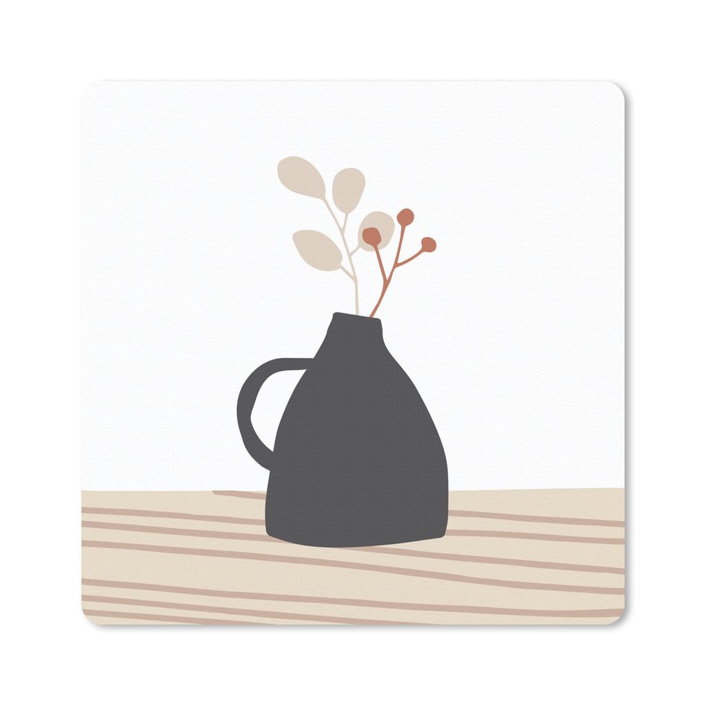 MuchoWow Mauspad Mousepad Sommer - Pflanze - Rot - Braun 20x20 cm - Mousepads - Maus Mat - Pad - Mausunterlage - Desk Mat - Bureauartikeln