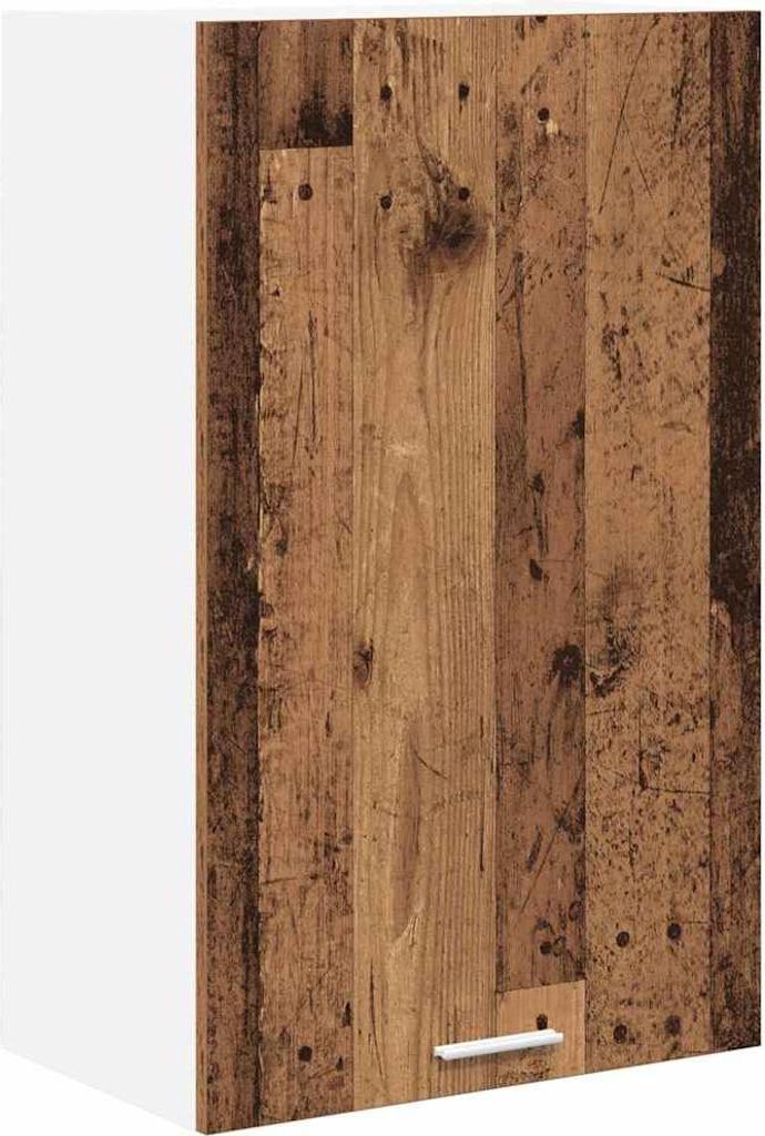 SYFAX Hängeschrank mit Tür Riga Altes Holz und Weiß 50 x 31 x 80 cm