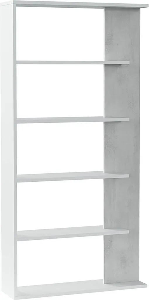 Étagère de bibliothèque ALIDA décor gris ciment - 90x180x25 cm moderne