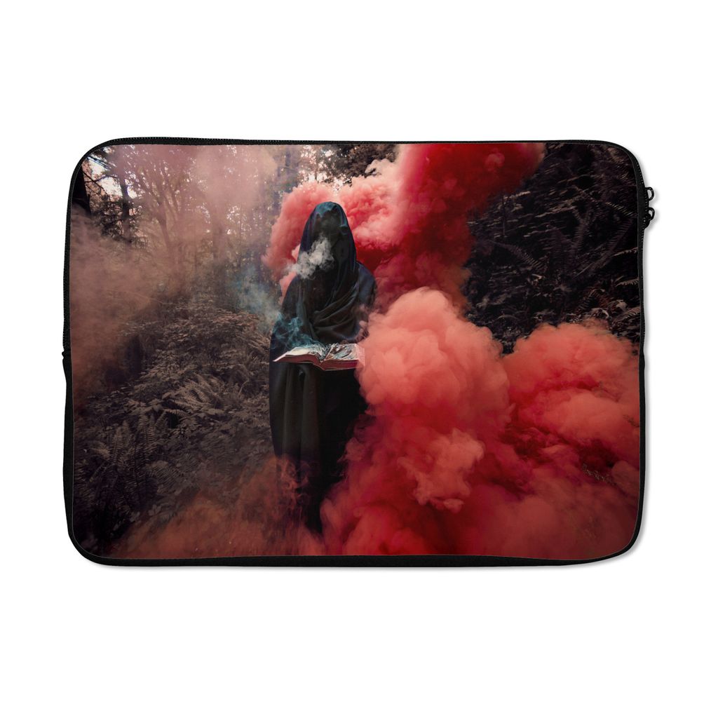 MuchoWow Laptop Hülle 14 ZollRoter Rauch kriecht auf Laptoptasche - Laptoptasche - Stoßsicher - Schutzhaube