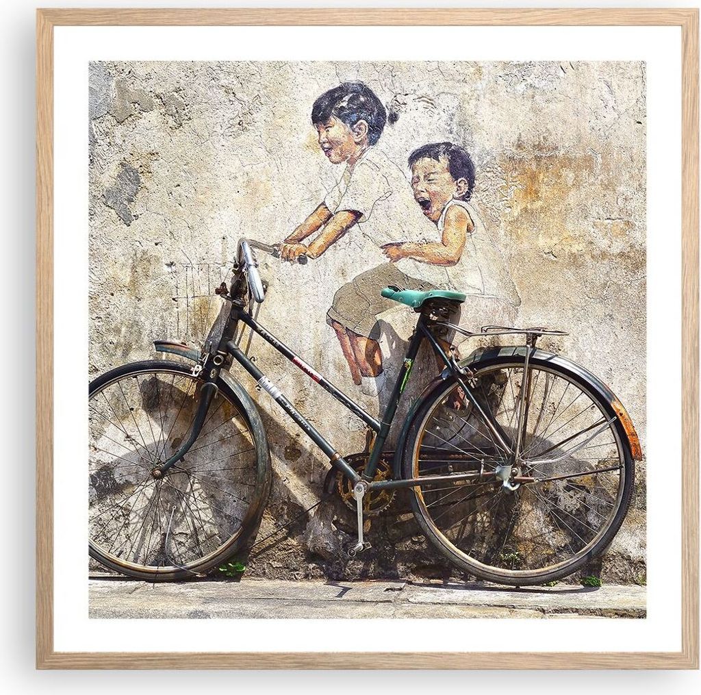 Gerahmtes Poster - Rahmen in heller Eiche - Graffiti modern - 60x60 cm - Wand Bild - Wanddeko - Wandbilder - Kunstposter - Wandposter - Bilderrahme...