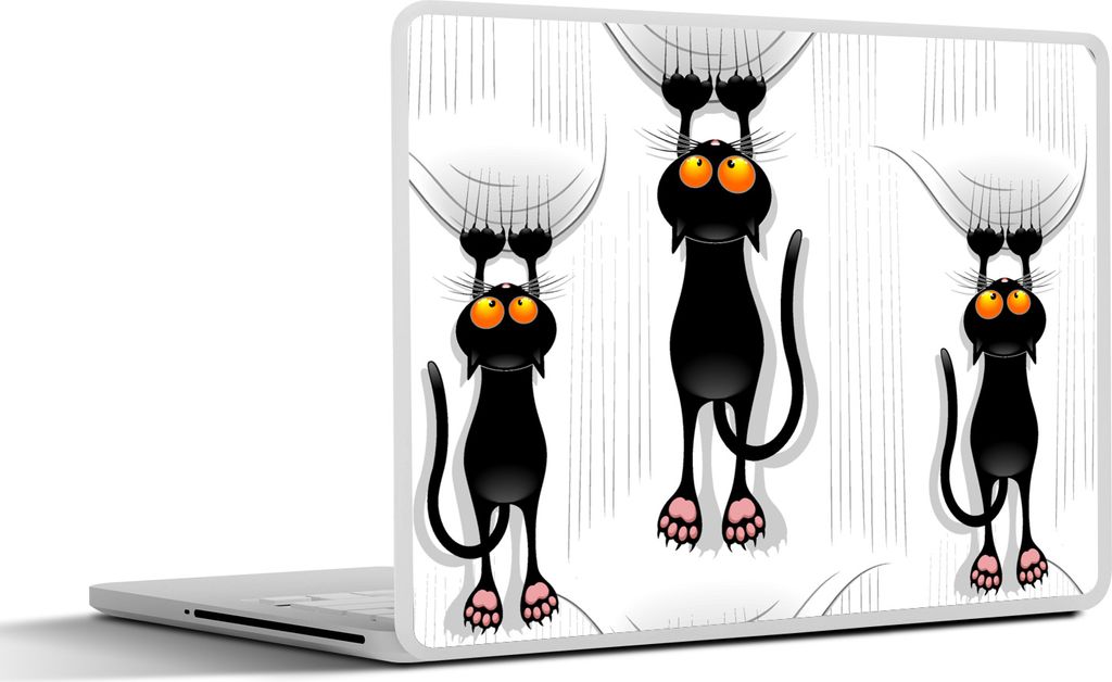 MuchoWow Laptop Aufkleber Sticker Cover Muster - Katze - Schwarz - Jungen - Mädchen - Kinder - Kinder 36.5x27.5 cm - Laptop-Sticker