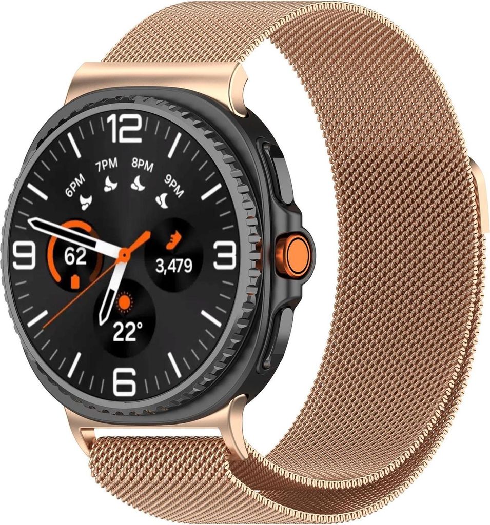 Für Samsung Galaxy Watch 8 / 8 Classic Metall Milan Mesh Magnetverschluss Armband Rose Gold