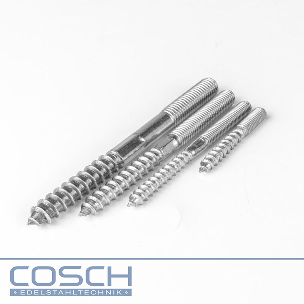 Stockschrauben M8 Doppelkopfschrauben (Holzschrauben) 5 x 160 mm A2 Edelstahl